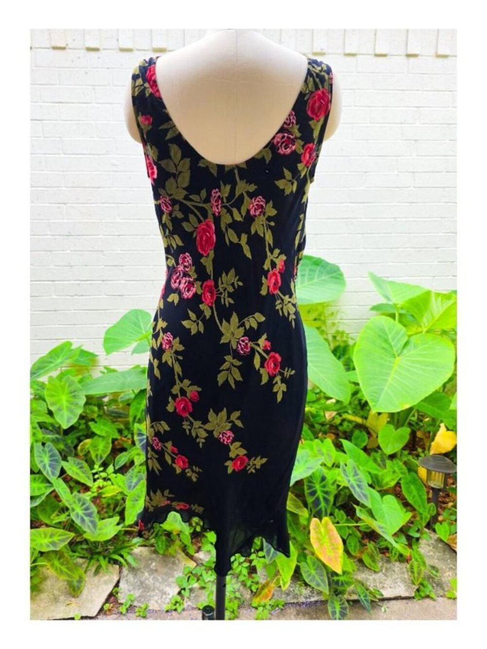 90s Majick floral beaded slip dress midi romantic goth rose print dress - Picture 3 of 8